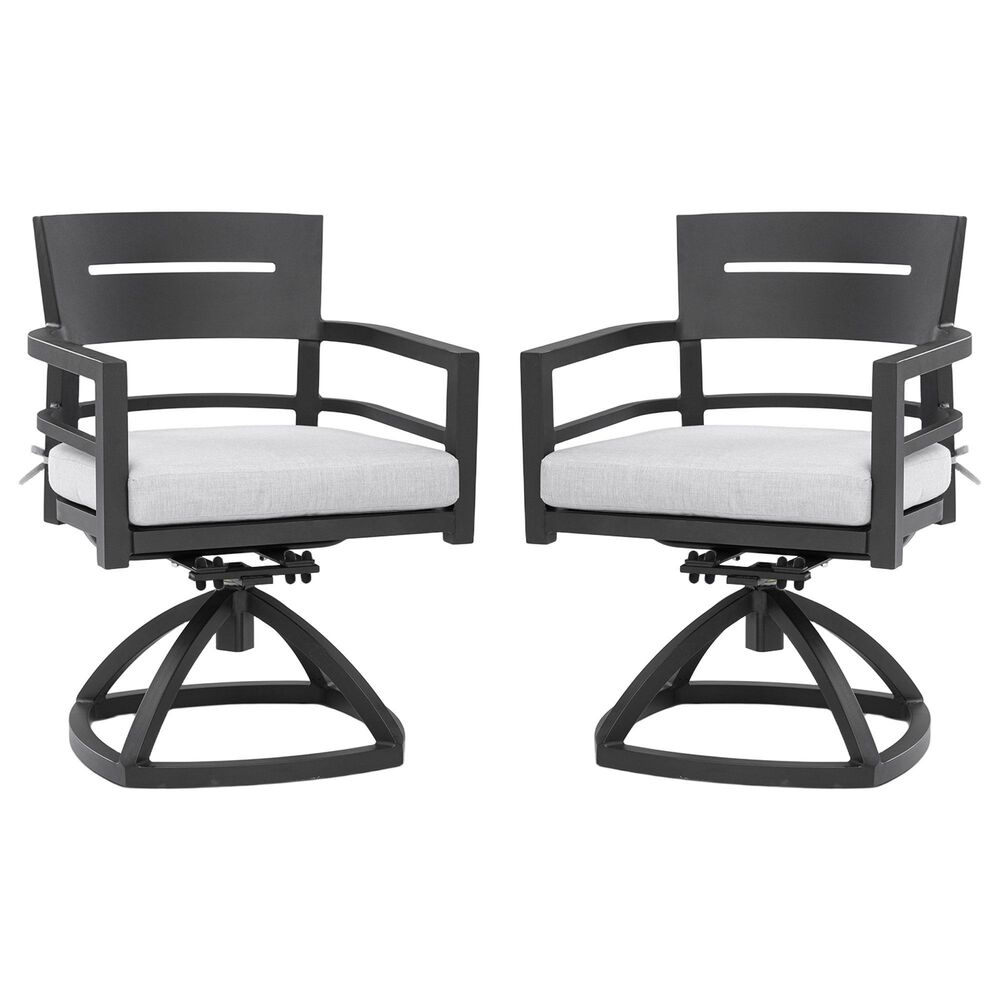 Hearth and Haven Patio Swivel Rocker Chair with Cushion in Ember Black (Set of 2), , large