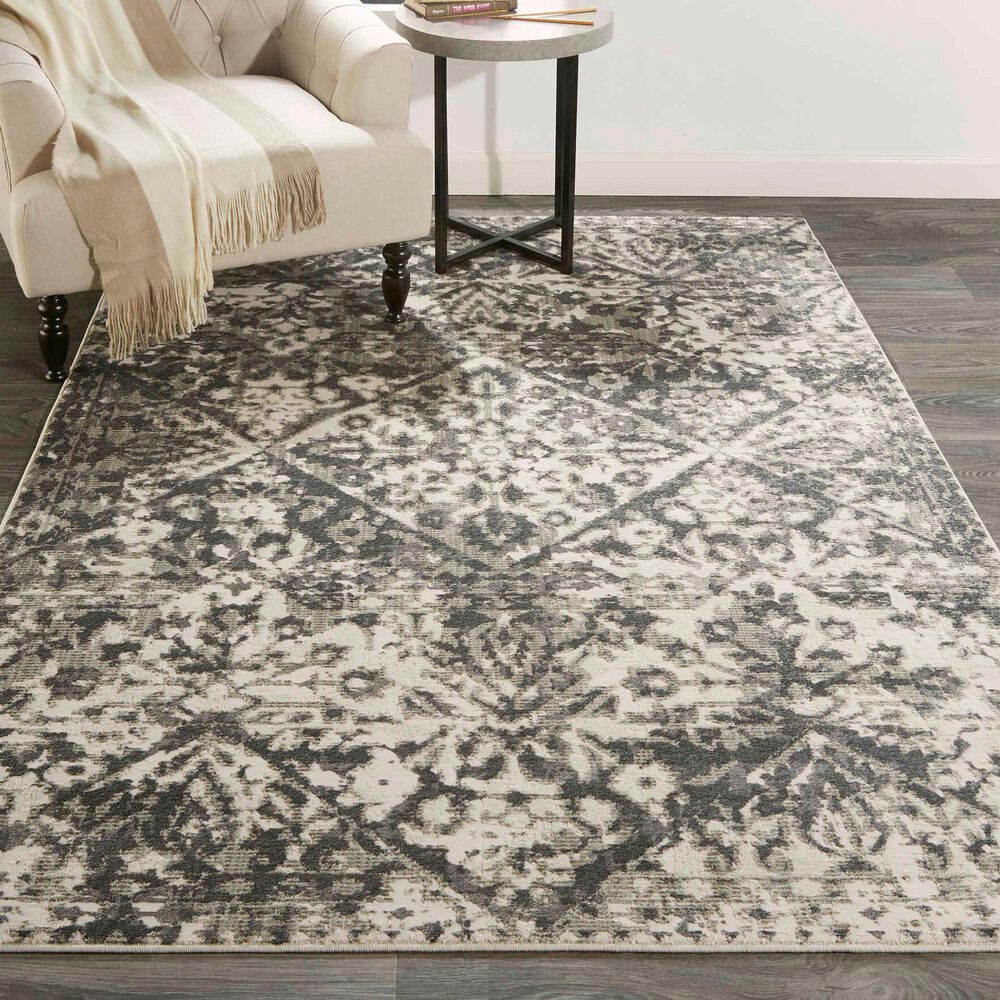 Feizy Kano 3876F 5&#39;3&quot; x 7&#39;6&quot; Charcoal and Ivory Area Rug, , large