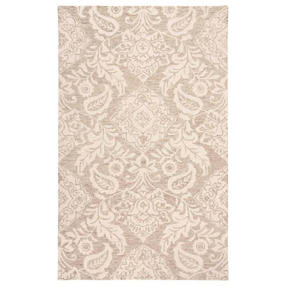 Feizy Belfort 5" x 8" Taupe and Ivory Area Rug, , large