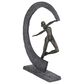 Maple and Jade 15" x 12" Resin Dancer and Crescent Moon Shaped Sculpture in Dark Gray and Gold, , large