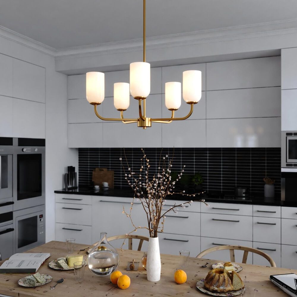 Vaxcel International Co. Ltd. Shelby 5-Light Chandelier in Natural Brass, , large