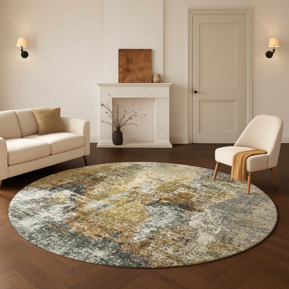 Dalyn Rug Company Lumara LM2 Khaki 8' Round Area Rug, , large