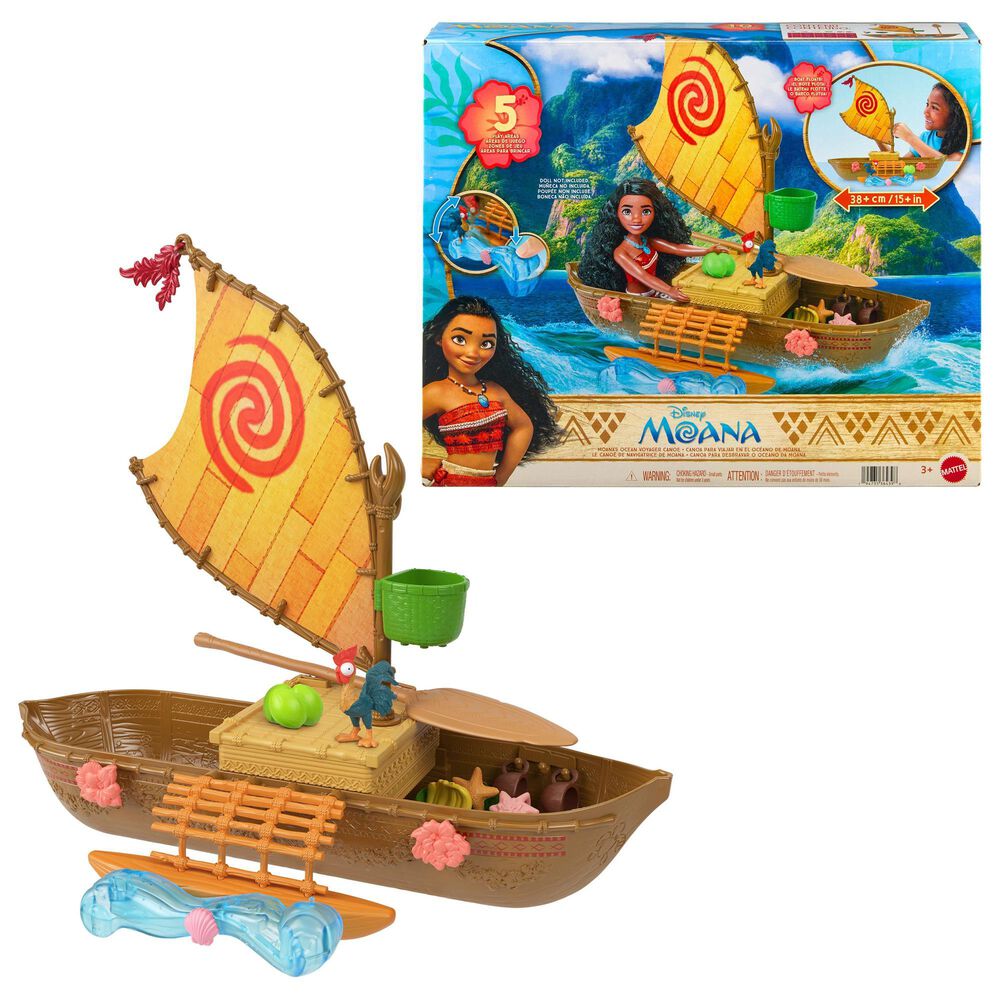 Disney Princess Moana Floating Ocean Voyager Canoe Boat Set, , large