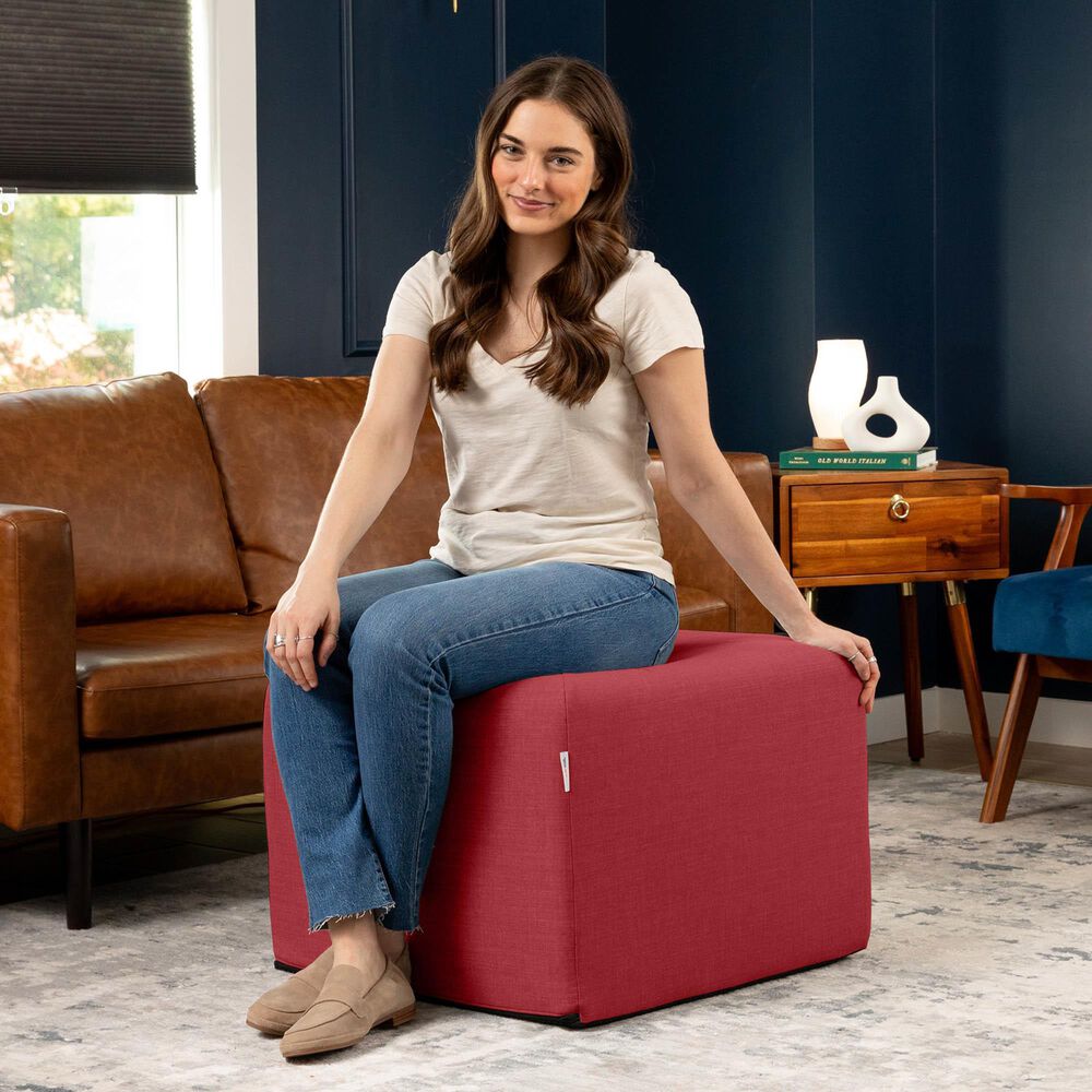 Jaxx Monroe Medium Ottoman in Poppy Red, , large