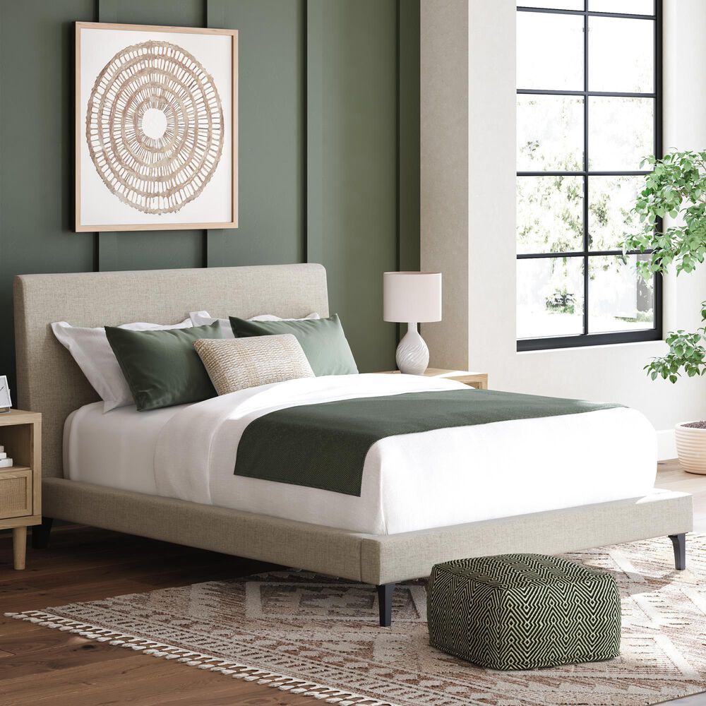 Ashley Cielden Queen Upholstered Platform Bed with Roll Slats in Tan, , large