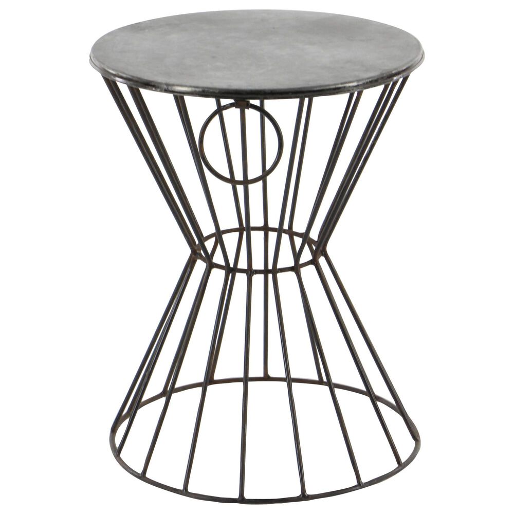 Uma Enterprises Drum Accent Table in Black and Gray, , large