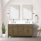 Lexora Home Laurel 60" Double Bathroom Vanity in Grey Oak with White Cultured Marble Top and Rectangular Sinks, , large