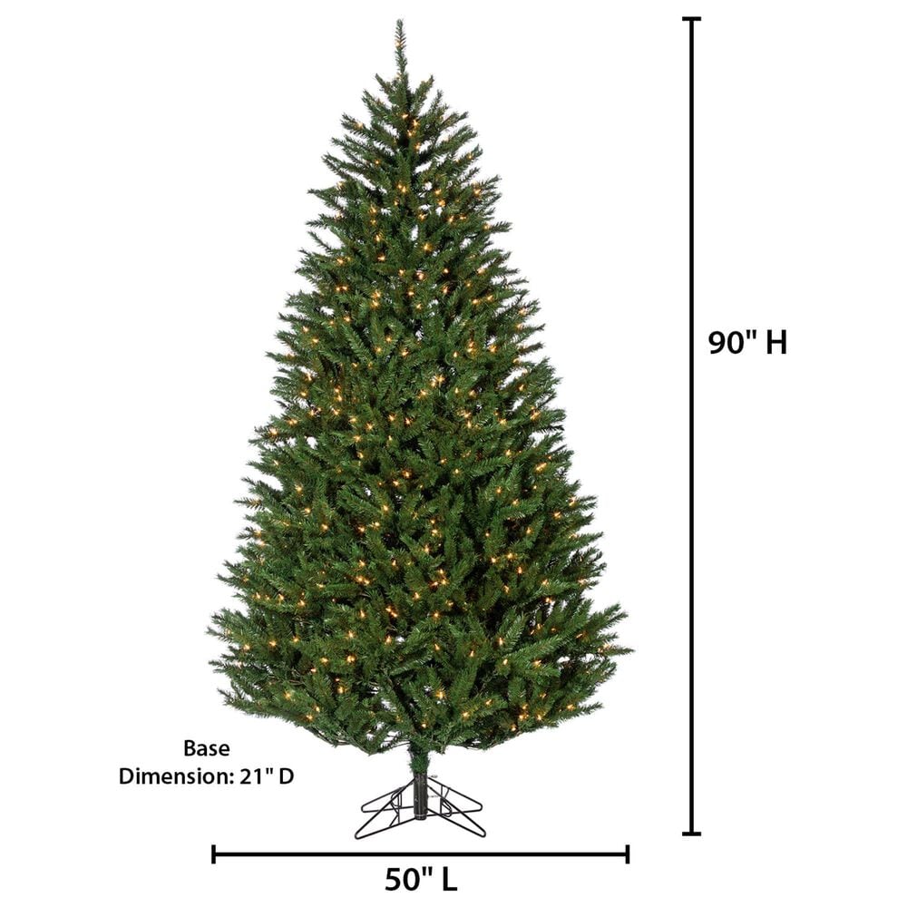 The Gerson Company 7.5&#39; Pre-Lit Artificial New England Pine with White Lights in Green, , large