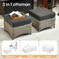 HOMLUX 5-Piece Patio Conversation Set with Two Ottomans in Black, , large