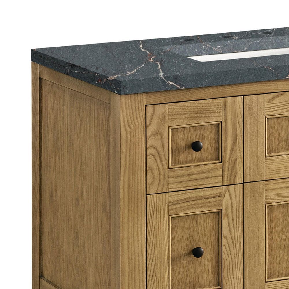 James Martin Vanities Breckenridge 72&quot; Double Bathroom Vanity in Light Natural Oak with 3 cm Parisien Bleu Quartz Top and Rectangular Sinks, , large