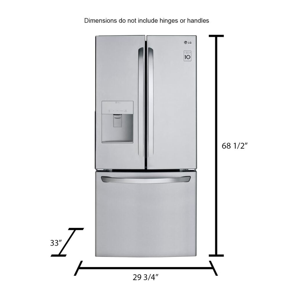 LG 21.8 Cu. Ft. 3-Door French Door Refrigerator in Stainless Steel, , large