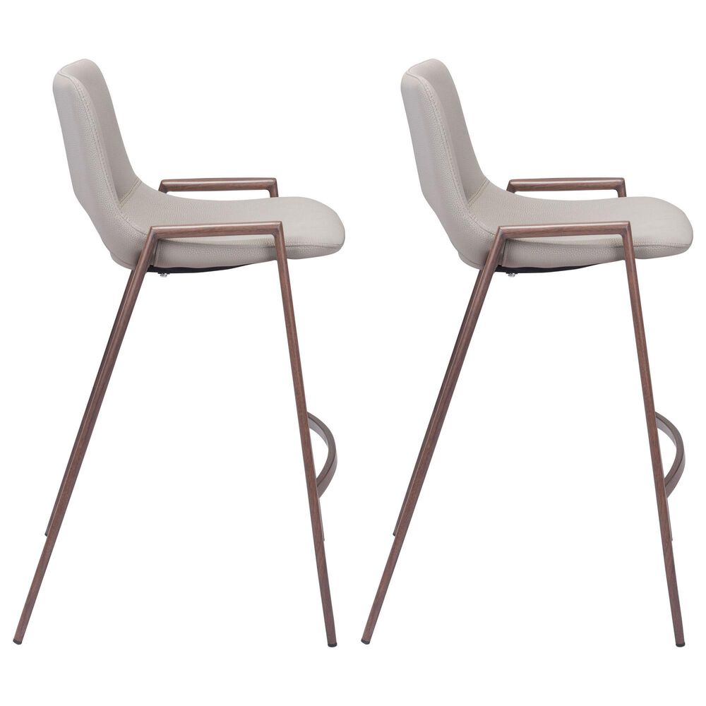 Zuo Modern Desi Counter Chair in Beige/Dark Brown &#40;Set of 2&#41;, , large
