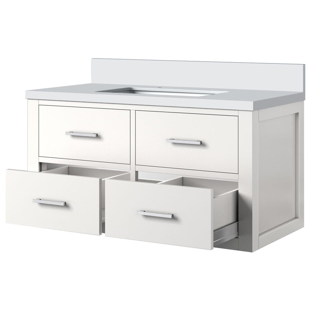 Lexora Home Castor 36&quot; Single Bathroom Vanity in White with 2 cm White Quartz Top and Rectangular Sink, , large