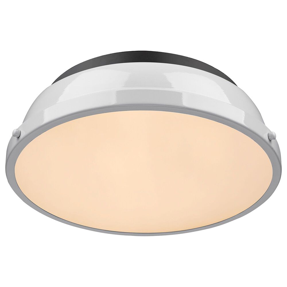 Golden Lighting Duncan 14" Flush Mount in Matte Black and Glossy White, , large