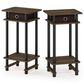 HOMLUX Tall End Table with Bin in Columbia Walnut and Black (Set of 2), , large