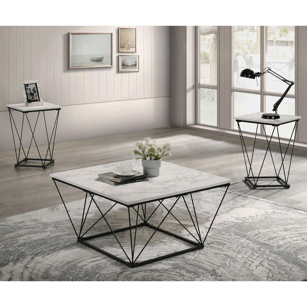 Furniture of America Anitta 3-Piece Table Set in White and Black, , large