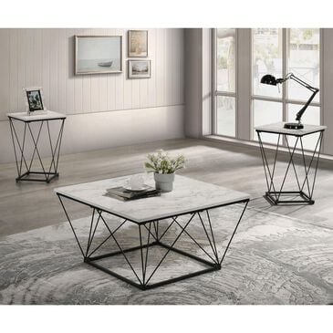 Furniture of America Anitta 3-Piece Table Set in White and Black, , large