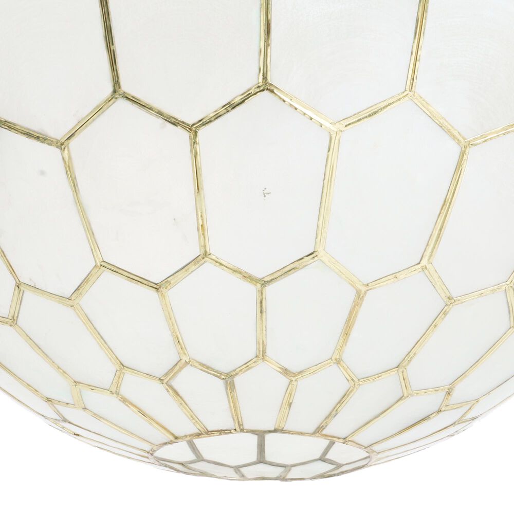 Creative Coop Simone 16" Pendant with Pearly White Shade in Antique Gold, , large