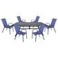Redline Creation Inc. 7-Piece Patio Dining Set in Matte Black and Navy Blue, , large