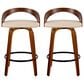 LumiSource Grotto 26" Swivel Counter Stool with Cream Faux Leather Upholstery in Walnut and Black (Set of 2), , large