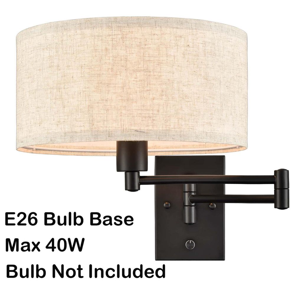 Claxy LIghting 1-Light Plug-In Swing Arm Wall Sconce in Black, , large