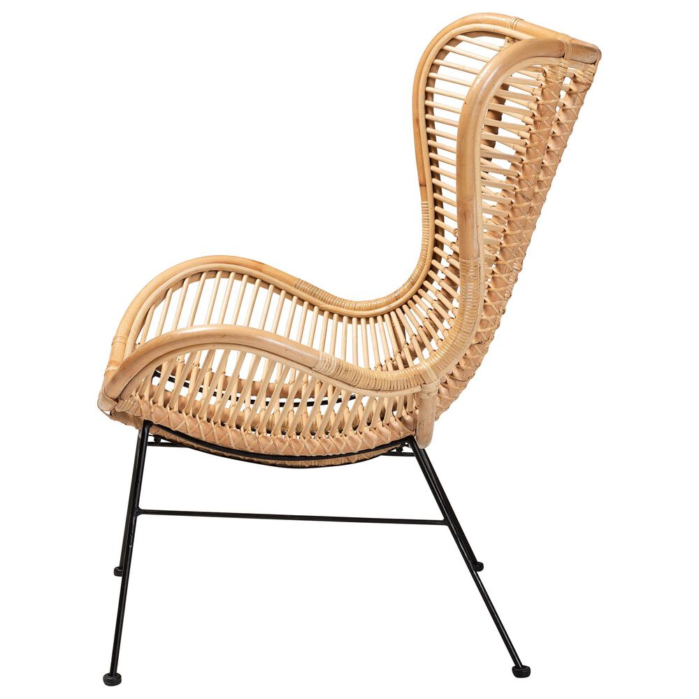 Baxton Studio Colorado Rattan Accent Chair in Natural Brown and Black, , large