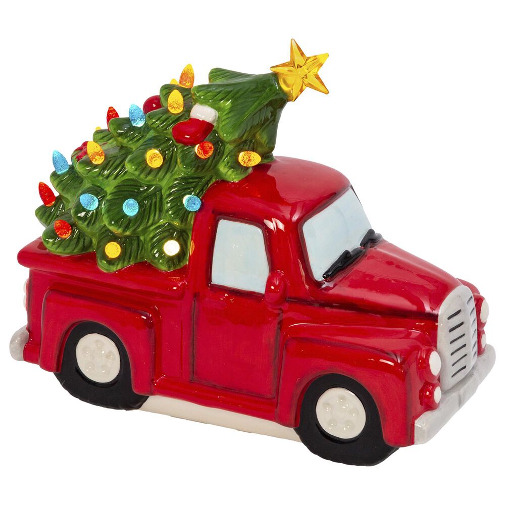 The Gerson Company 9.6" Holiday Truck in Red and Green, , large