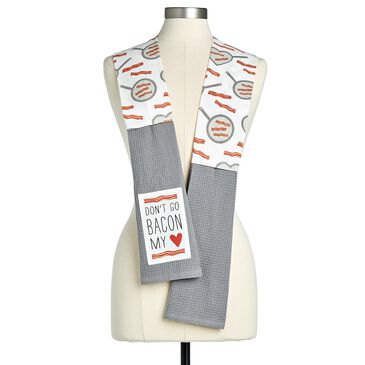 Demdaco Bacon My Heart Boa Kitchen Towel in Grey, , large