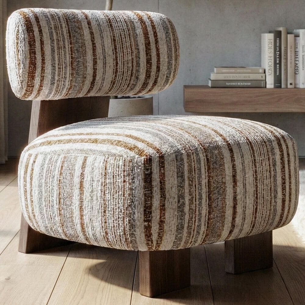 Furniture of America Carson Accent Chair in Malted Linen Stripe, , large