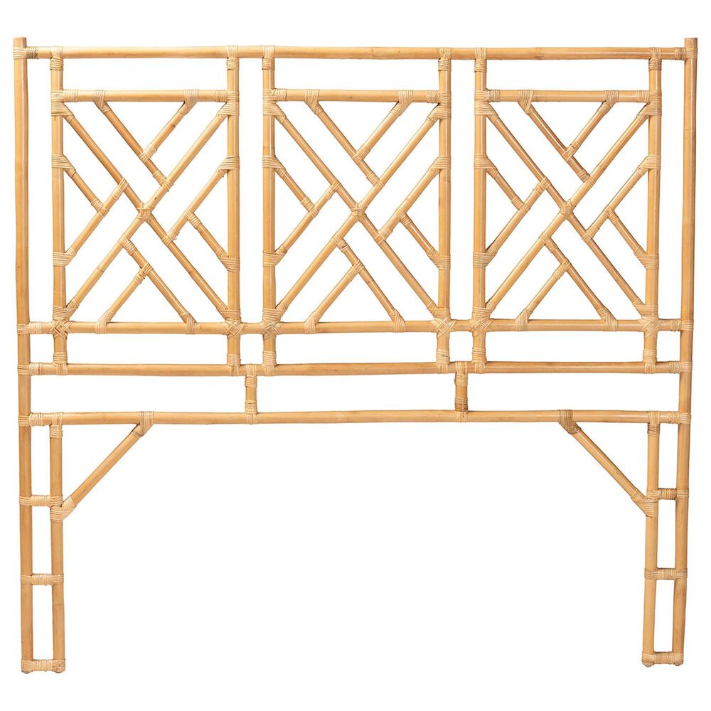 Baxton Studio Karavo King Standalone Headboard in Natural Rattan, , large