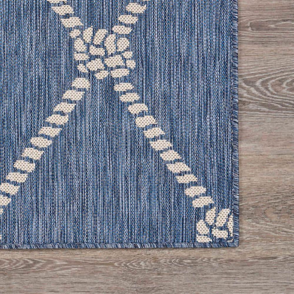 L&amp;R Resources Seaside SEADE81875AWT1A30 1&#39;10&quot; x 3&#39; Navy and White Indoor/Outdoor Area Rug, , large