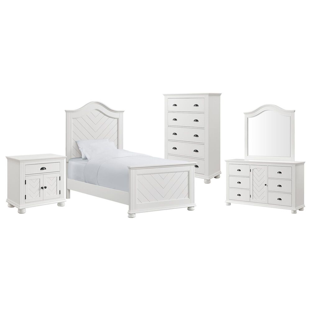 Mayberry Hill Kona 5 Piece Twin Bed Set in White, , large