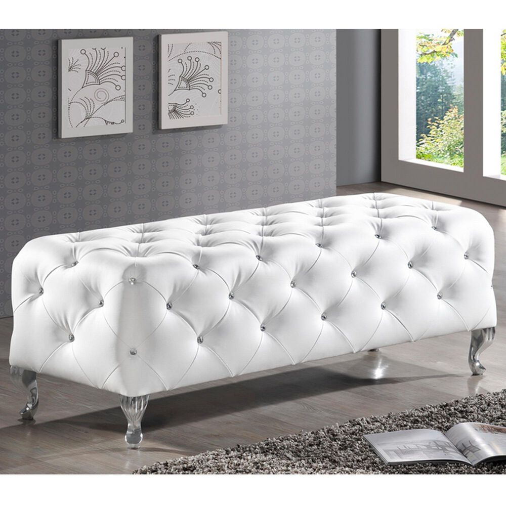 Baxton Studio Stella Accent Bench in White, , large