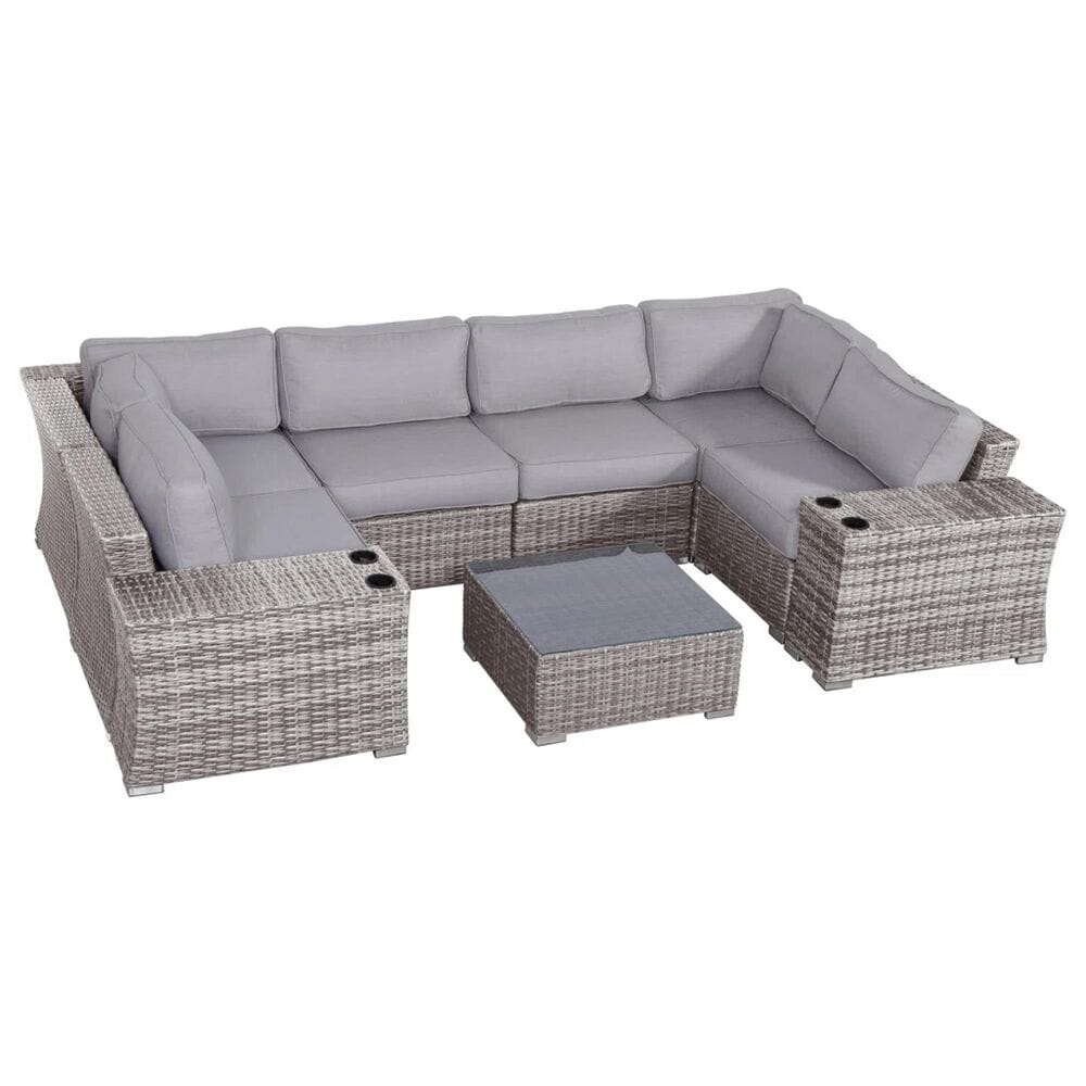 Hearth and Haven 7-Piece Outdoor Sectional Set in Gray, , large