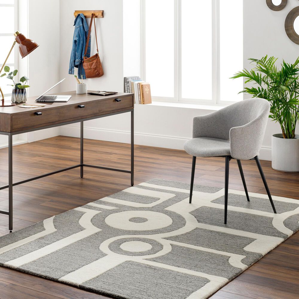 Surya Brook 5&#39; x 7&#39;6&quot; Charcoal and Beige Area Rug, , large