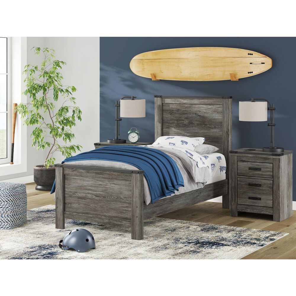 Ashley Frandern Twin Panel Bed in Black and Warm Gray, , large