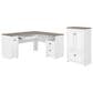 Bush Fairview 3-Piece Office Desk and File Cabinet Set in Shiplap Gray and Pure White, , large