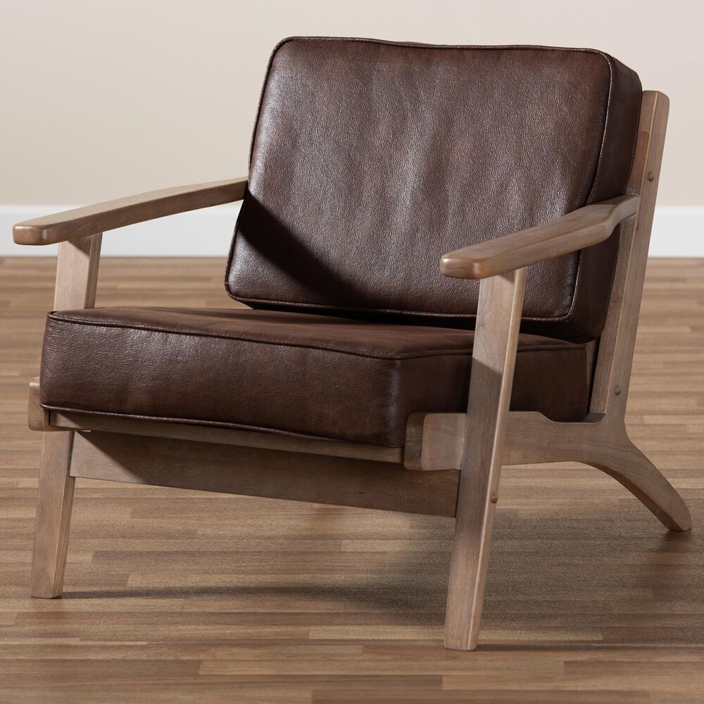 Baxton Studio Sigrid Arm Chair in Dark Brown, , large