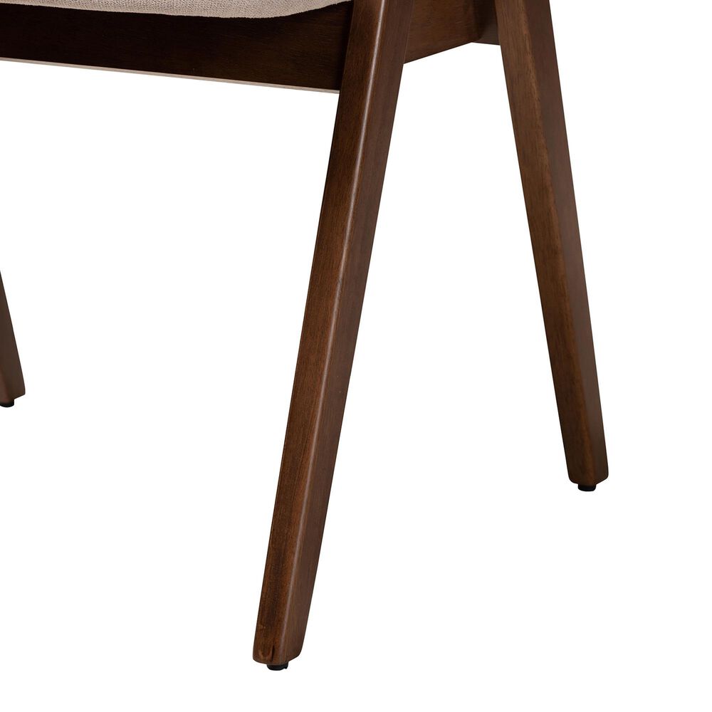 Baxton Studio Danton Arm Chair with Beige Cushion in Walnut Brown (Set of 2), , large