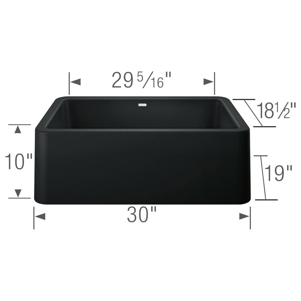 Blanco Ikon 30&quot; Apron Single Bowl Farmhouse Sink in Coal Black, , large