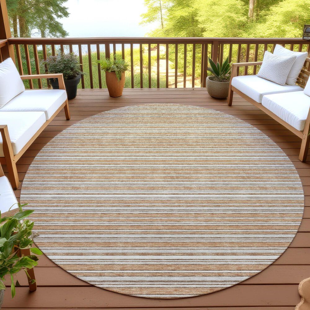 Dalyn Rug Company Soft Essentials Striped Copper 8' Round Indoor/Outdoor Area Rug, , large
