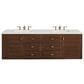 James Martin Vanities Amberly 72" Double Bathroom Vanity in Mid-Century Walnut with Single Hole 3 cm White Zeus Quartz Top and Rectangular Sinks, , large