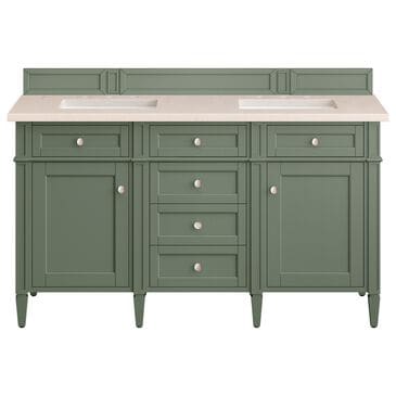 James Martin Vanities Brittany 60" Double Bathroom Vanity in Smokey Celadon with 3 cm Eternal Marfil Quartz Top and Rectangular Sinks, , large