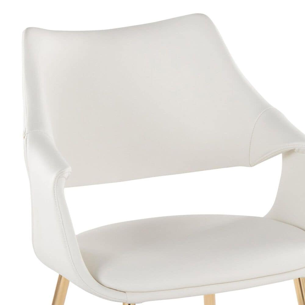 Lumisource Curvo Arm Chair with White Upholstered in Gold &#40;Set of 2&#41;, , large