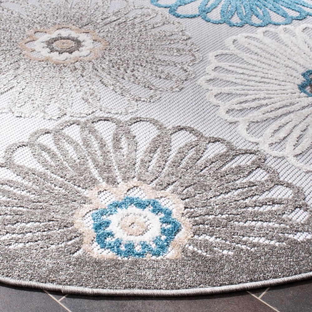 Safavieh Cabana CBN676B 6&#39;7&quot; Round Beige and Blue Indoor/Outdoor Area Performance Rug, , large