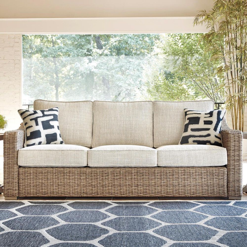 Signature Design by Ashley Beachcroft Sofa in Beige with Accent Pillows