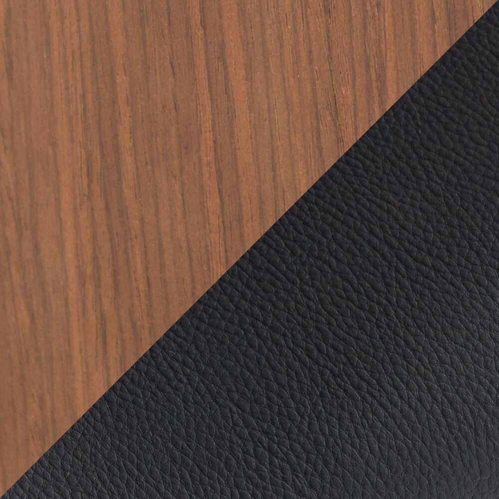 LumiSource Curvo Highback Contemporary Chair with Black Faux Leather Cushion in Walnut Wood (Set of 2), , large