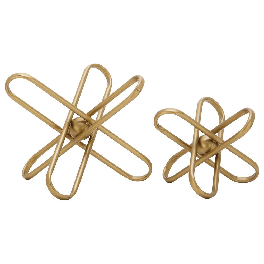 Maple and Jade Atom Geometric Sculpture in Gold (Set of 2), , large