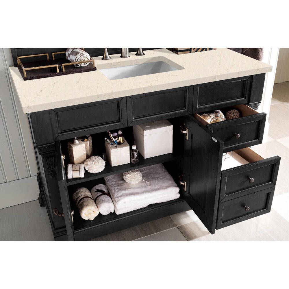 James Martin Vanities Brookfield 48&quot; Single Bathroom Vanity in Antique Black with 3 cm Eternal Marfil Quartz Top and Rectangle Sink, , large