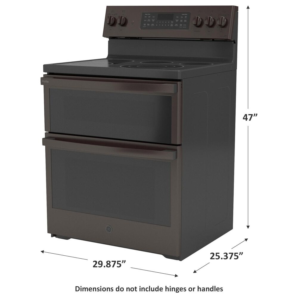 GE Profile 30&quot; Free-Standing Electric Double Oven Convection Range in Black Stainless Steel, , large